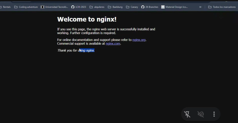Captura Paso 6 - Nginx welcome page